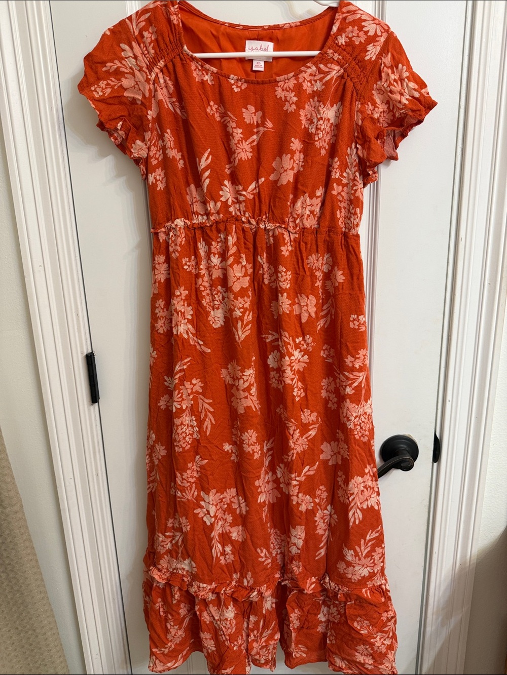 Isabel Maternity by Ingrid & Isabel Orange Floral Tiered Maternity Dress